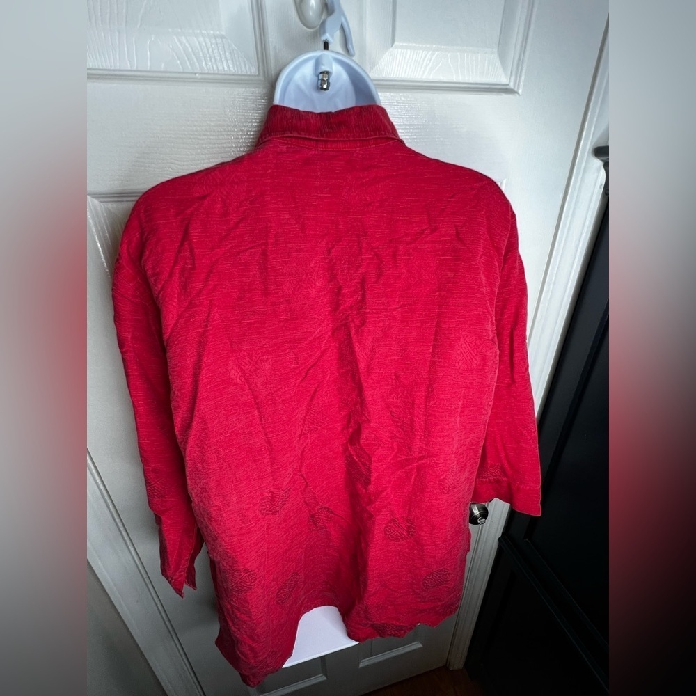 NWT Vtg Chico's 2 Large Silk Chinese New Year Asian Print Red Blouse Top 12 14 - Picture 15 of 15